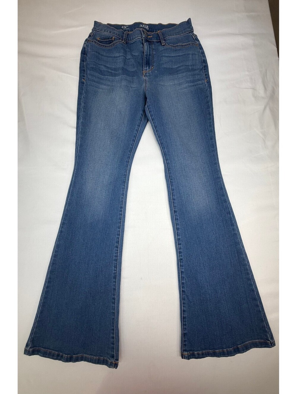 Ana A New Approach Women's Hi-Rise Flare Jeans 5-Pocket Medium Wash Size 4 Blue